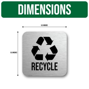 Recycle and Trash Stickers for Trash Cans - Stainless Steel Style Vinyl Recycling Bin Labels - 2 Pack - 6.5" by 6.5" Decals Logo - Waste Signs for Home Kitchen or Office Bins Indoor/Outdoor Use