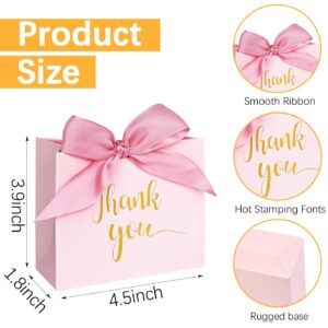 DECHISY 60Pack Small Thank You Gift Bags, 4.5x1.8x3.9 Inches Pink Paper Gift Bags with Ribbon Mini Gift Bags Bulk Wedding Candy favor boxes Birthday Party Favor Bags for Baby Shower Anniversary.