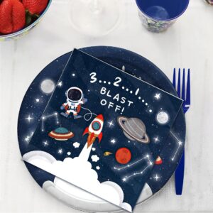 HIPEEWO Space Birthday Decorations Tableware Boys - Outer Space Theme Party Supplies, Paper Plates, Napkin, Cup, Cutlery, Galaxy Space Astronauts Theme Party Decorations For Baby Shower | Server 24