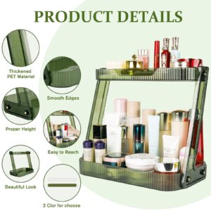 Happnear Bathroom Counter Organizer, 2 Tier Perfume Tray and Vanity Organizer for Bathroom Counter, Cosmetics Skincare Organizer Shelf, Standing Countertop Organizer for Bathroom, Kitchen, (Green)