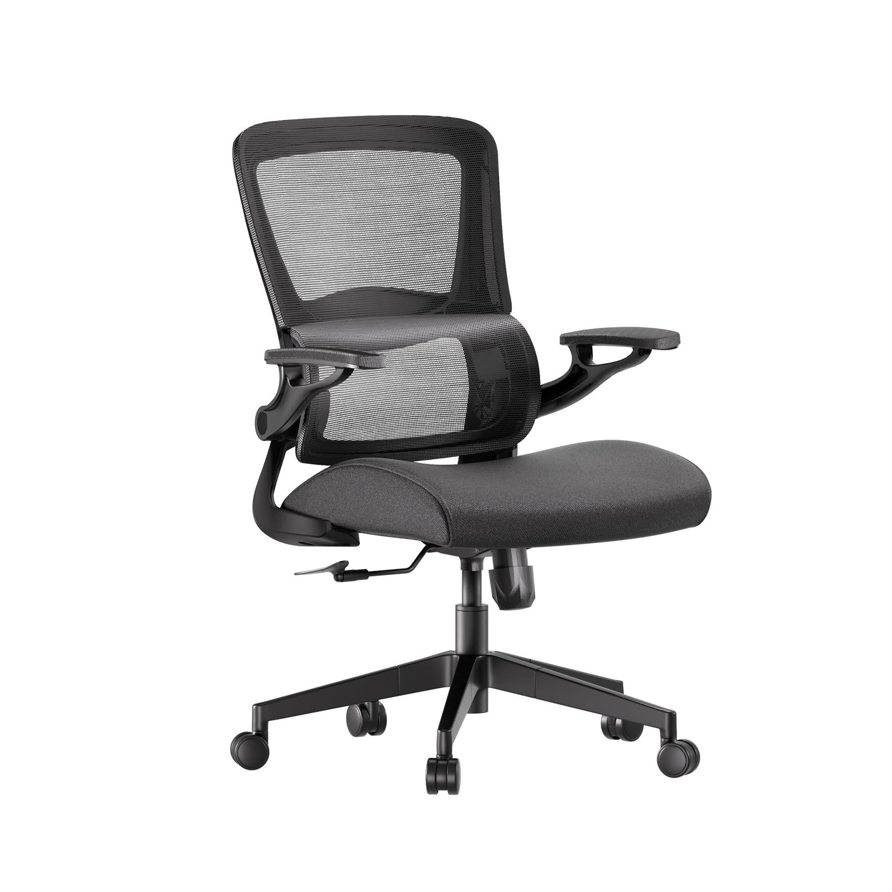 Ergonomic Mesh Office Chair, High-Back Computer Desk Chair with Flip-Up Armrests, Lumbar Support, Breathable Cushion, Space-Saving Gaming & Study Chair, Comfortable for Home Office, Black