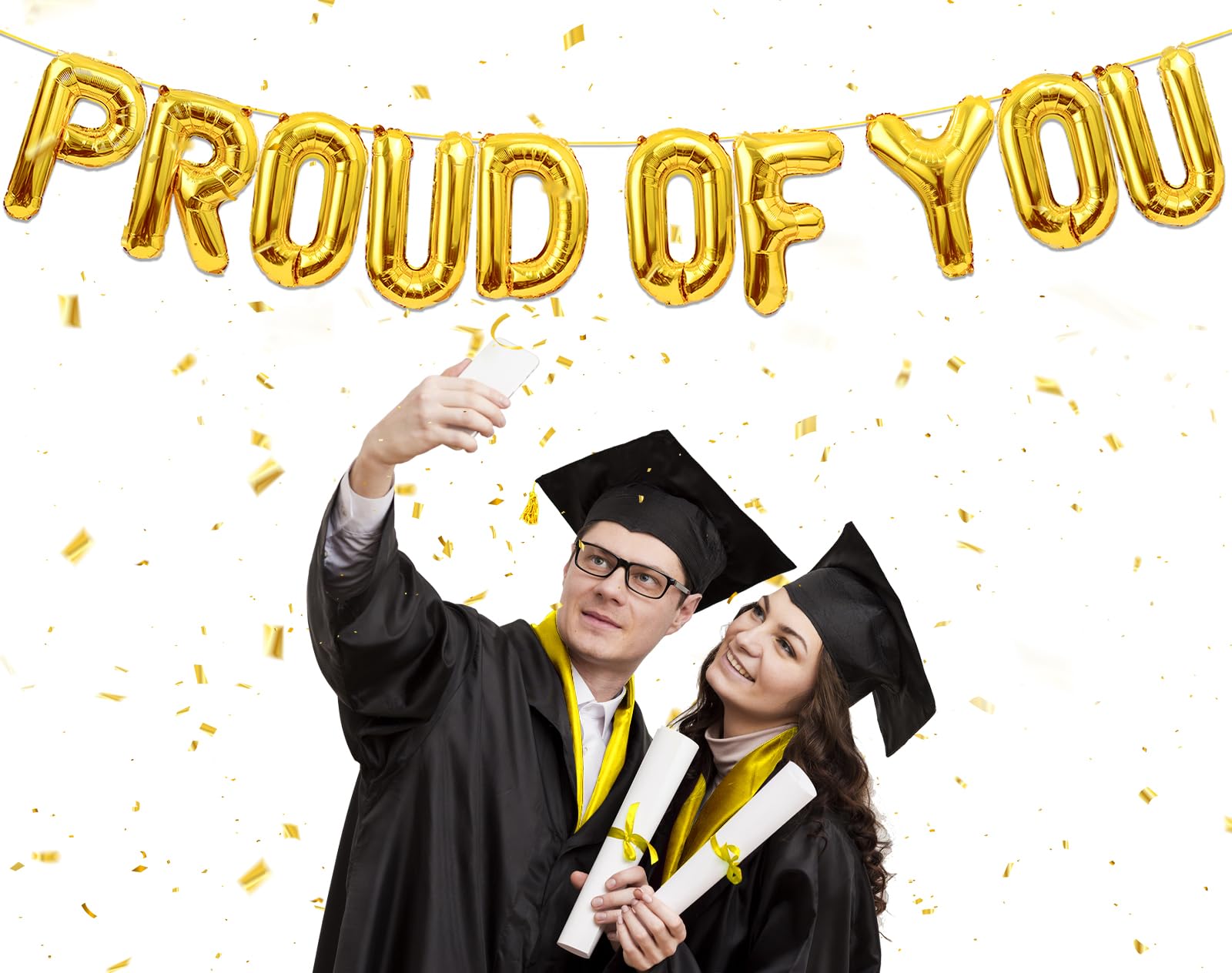 Proud of You Balloons, Gold We Are So Proud of You Banner, Premium Foil Graduation Balloons for Graduation Decorations Class of 2024, Congratulations Balloons for Congratulations Graduate Banner 2024