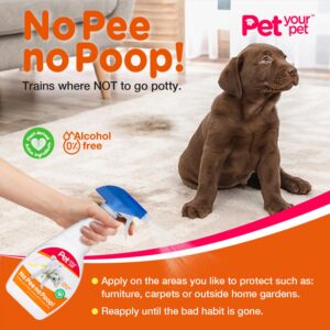 PET YOUR PET No Pee No Poop Dog Potty Training Spray, 16 Fl Oz – Non-Toxic Dog Spray to Prevent Peeing and Pooping – Natural No Marking Scent Spray - Stops Dogs Peeing Indoors/Outdoors