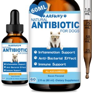 natural antibiotics for dogs | 60ml dog antibiotic drops | dog itchy skin relief | dog allergy relief | dog immune support | dog antibiotics for skin infection | organic natural ingredients | bacon