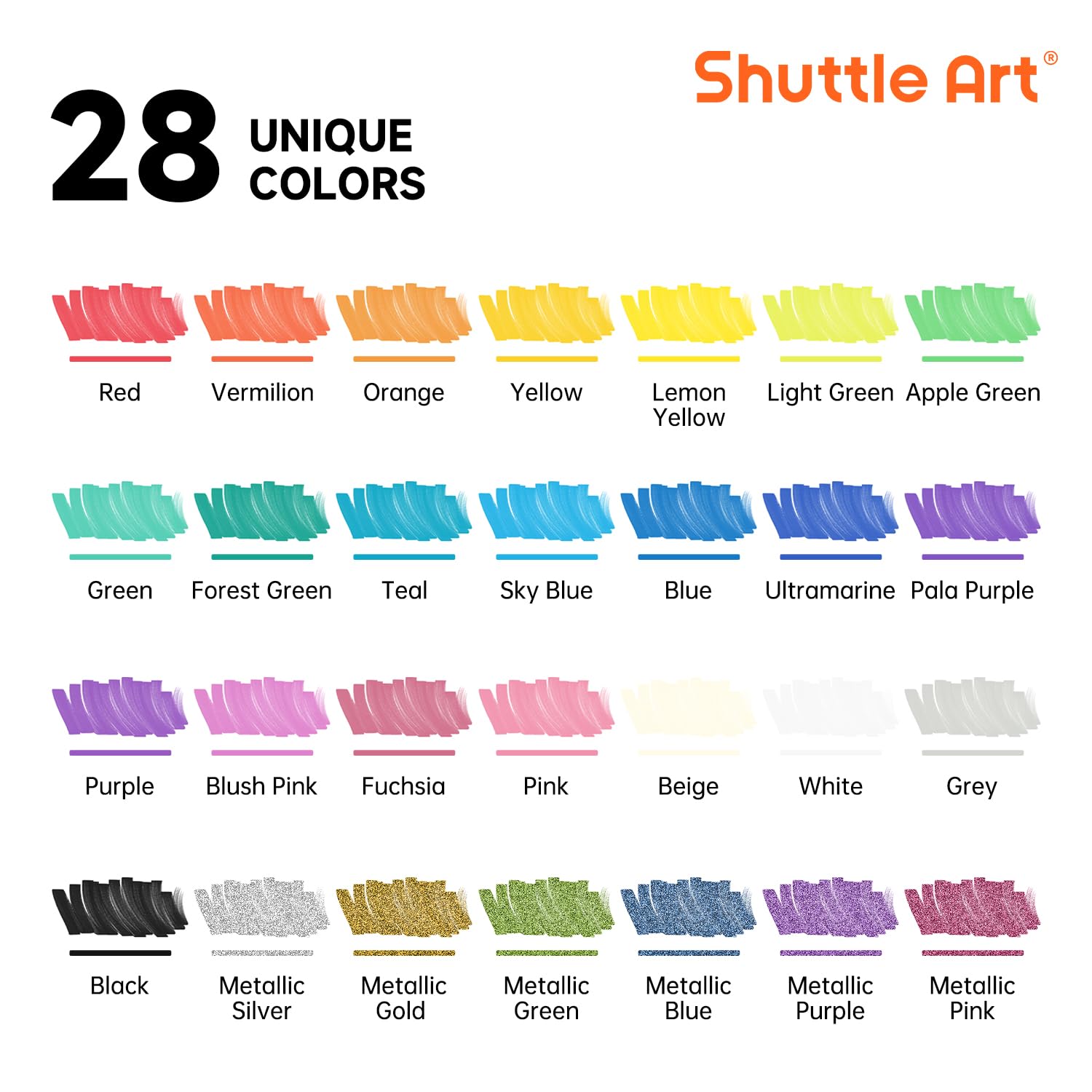 Shuttle Art 28 Colors Dual Tip Acrylic Paint Markers, Brush Tip and Fine Tip Acrylic Paint Pens for Rock Painting, Ceramic, Wood, Canvas, Plastic, Glass, Stone, Calligraphy, Card Making, DIY Crafts