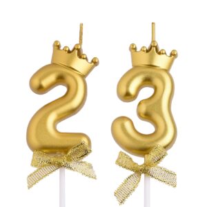 vshili 23rd 32nd birthday candles, gold 32 23 year old number birthday candles, happy birthday party cake topper decoration gifts for women men