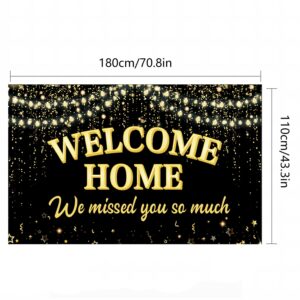 LOONELO Welcome Home Backdrop Banner Decorations with 70.8"X43.3"，We Missed You So Much Backdrop Photo Booth Props, Welcome Home Sign for Graduation Retirement Military Army Homecoming Decorations