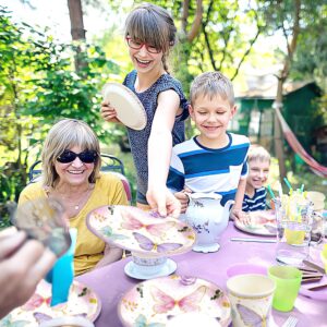 PYCALOW Butterfly Birthday Party Supplies - Butterfly Party Decorations Tableware Include Paper Plate, Napkin, Cup, Disposable Cutlery, Butterfly Baby Shower Decorations Dinnerware | 24 Guests