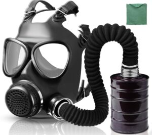 nbwan gas respirator mask with 40mm activated carbon filter & supply air hose, gas masks survival nuclear and chemical military grade, respirator mask for chemicals, dust, paint spray, organic vapor