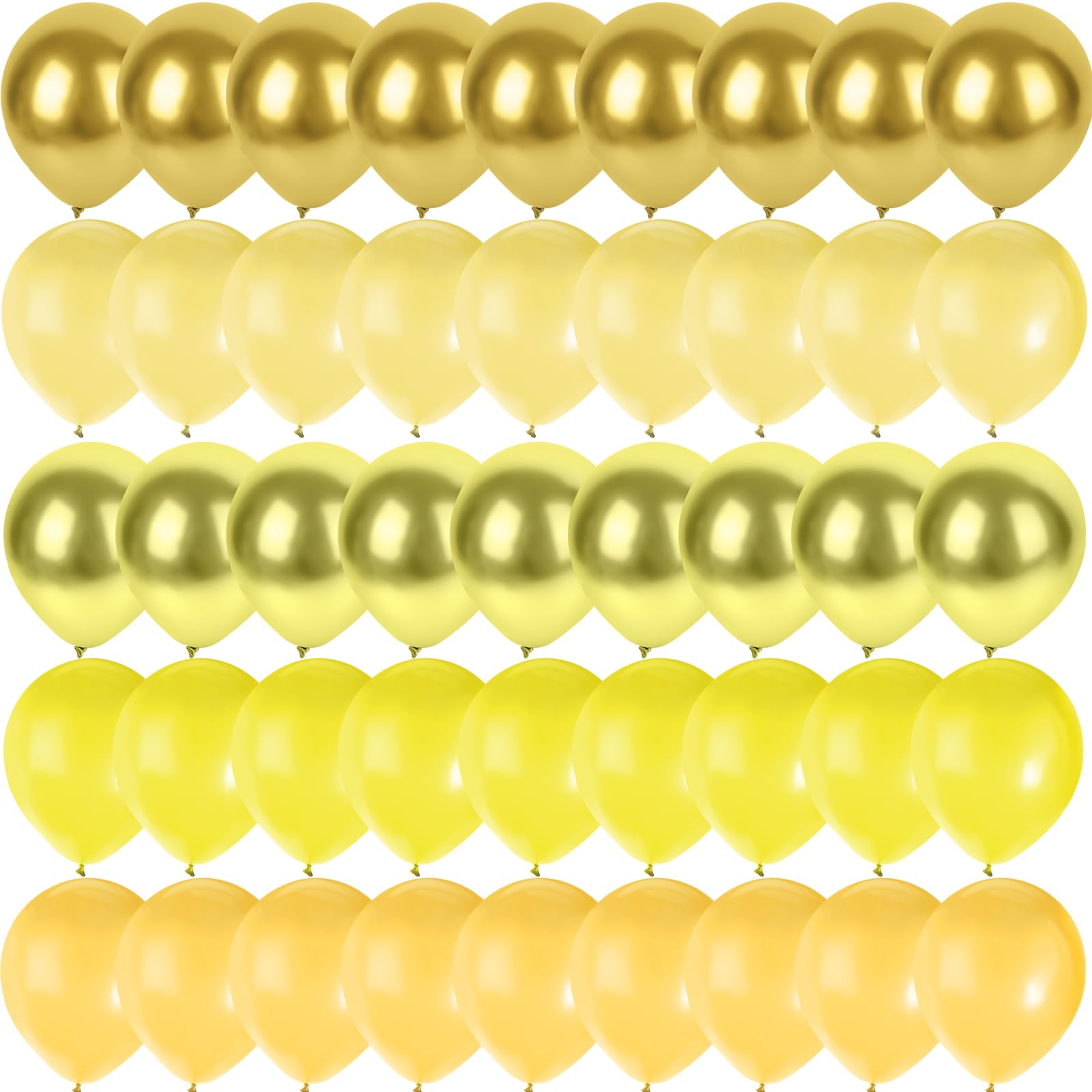 AMOR PRESENT 110PCS yellow Balloons, 12 Inches Gold Chrome Metallic Latex Balloons for Birthday Wedding Graduation Baby Shower Holiday Party Decoration