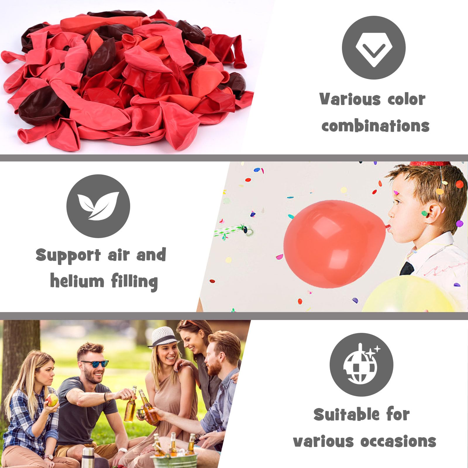 AMOR PRESENT 110 pcs Red Balloons, 12 Inches Light Red Latex Balloons Garland Arch Kit for Birthday Wedding Baby Shower Holiday Anniversary Christmas Vanlentine Party Decoration