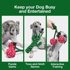 VETRESKA Dog Rope Toys,Durable Tug of War Dog Toy with Ergonomic Grip,Tough Dog Rope Toy for Large Breed Dog Puppy Training Playing Teething Chew Toys,Holiday Dog Toy Gifts (Cherry & Cactus Set)