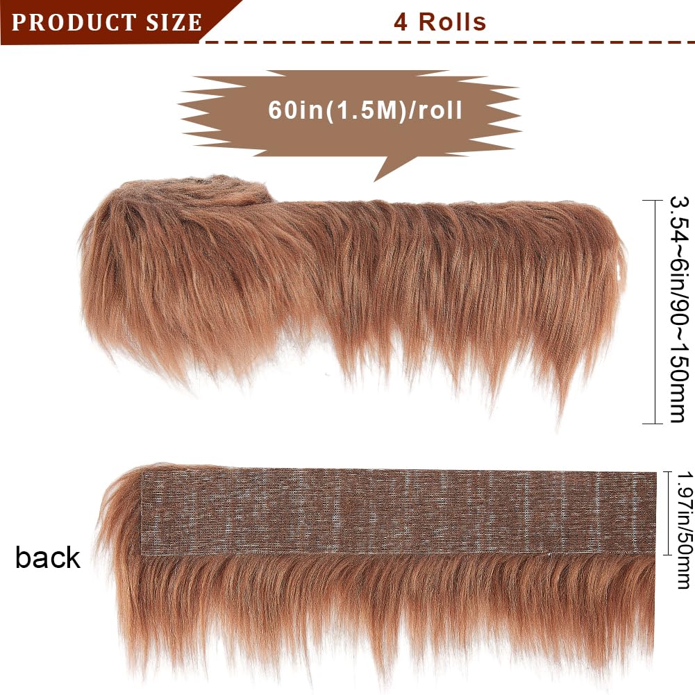 GORGECRAFT Shaggy Plush Faux Fur Fabric Precut Strips 2x240inch Fluffy Fuzz Craft Sewing Fur Cuts for DIY Halloween Christmas Winter Costume Gnome Beard Hair Cosplay Dwarf Decoration Coconut Brown