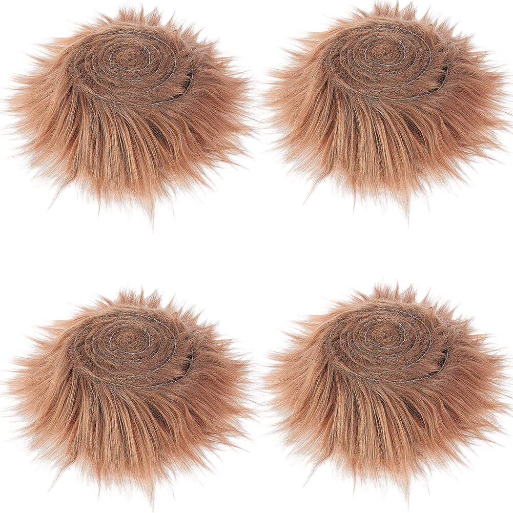 GORGECRAFT Shaggy Plush Faux Fur Fabric Precut Strips 2x240inch Fluffy Fuzz Craft Sewing Fur Cuts for DIY Halloween Christmas Winter Costume Gnome Beard Hair Cosplay Dwarf Decoration Coconut Brown