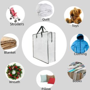 Clear Storage Bags with Zipper and Handles, Blanket Bags For Closet Storage, Moving and Packing Supplies for College, Underbed Storage Organizer for Clothes Pillow Bedding Christmas Wreath