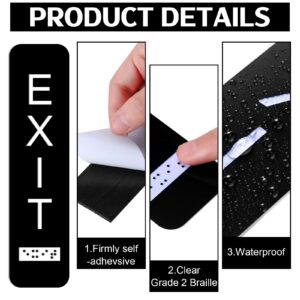 Tandefio 4 Pcs Vertical Exit Sign with Braille 8x2 Inch Exit Signs for Business Ada-compliant Braille and Raised Letters Ada Exit Sign with Adhesive Mounting Strips for Indoor Outdoor