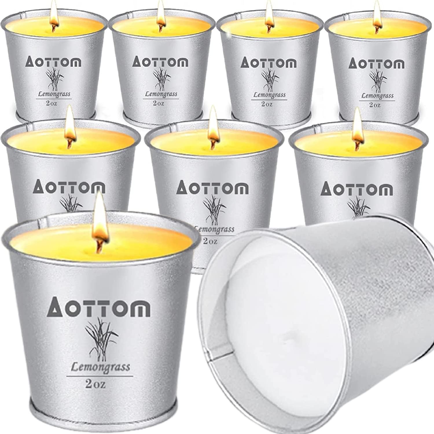 Citronella Candles Outdoor - 9 Packs 2.2oz Bulk Citronella Candles Set for Patio Home Balcony Garden, 135H Burning Time Natural Soy Wax Candles, Small Bucket Candles for Summer Gifts, Camping, Party