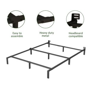 HUAXIN LUCKY Metal Bed Frame / 7 Inch Queen Support Bed Frame for Box Spring and Mattress, Heavy Duty Bed Base, Noise Free Platform Bed, Easy Assembly, Black