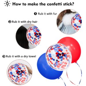 Renjiro Red and Blue Balloons,50pcs 12 Inch Black Red Blue Confetti Silver Latex Balloons Fit for Spider Man Sipdey Spiderman Balloons Boys Kids Birthday Baby Shower Graduation Party Decorations