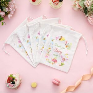 Serencatcher 12Pcs Fairy Party Favors Bags, Fairy Baby Shower Birthday Party Favor Cotton Bags with Drawstring Candy Goodie Treat Bags for Fairy Theme Bridal Shower Wedding Bachelorette Engagement