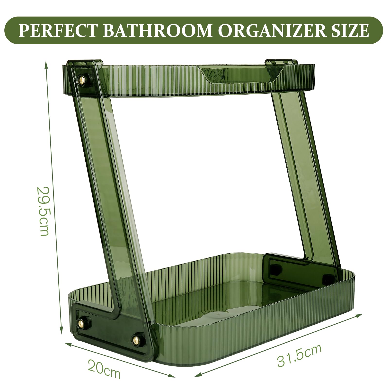 Happnear Bathroom Counter Organizer, 2 Tier Perfume Tray and Vanity Organizer for Bathroom Counter, Cosmetics Skincare Organizer Shelf, Standing Countertop Organizer for Bathroom, Kitchen, (Green)