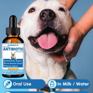 Natural Antibiotics for Dogs | 60ML Dog Antibiotic Drops | Dog Itchy Skin Relief | Dog Allergy Relief | Dog Immune Support | Dog Antibiotics for Skin Infection | Organic Natural Ingredients | Bacon