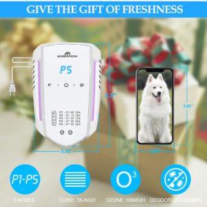 Morrerfresh Cat Litter Deodorizer 99% Pets Poof Odor Eliminator Air Purifier Ozone Odor Removal Air Freshener for Home & Pets Litter Box Room Wardrobe Shoe Cabinet Toilet White