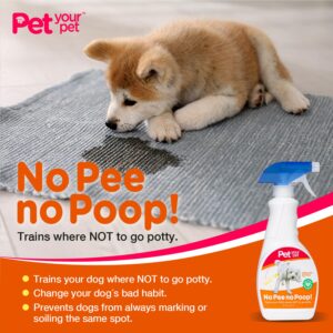 PET YOUR PET No Pee No Poop Dog Potty Training Spray, 16 Fl Oz – Non-Toxic Dog Spray to Prevent Peeing and Pooping – Natural No Marking Scent Spray - Stops Dogs Peeing Indoors/Outdoors