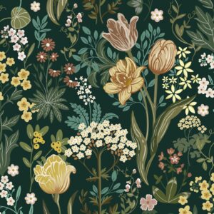 lativo floral peel and stick wallpaper vintage floral contact paper for cabinets and drawers boho wallpaper green leaf flower removable self adhesive wallpaper for bathroom bedroom nursery17.3 x 393"