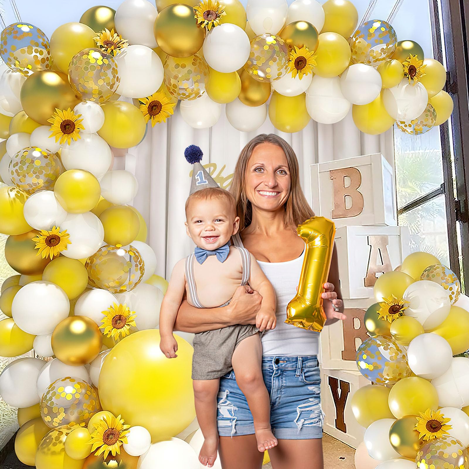 AMOR PRESENT 110PCS yellow Balloons, 12 Inches Gold Chrome Metallic Latex Balloons for Birthday Wedding Graduation Baby Shower Holiday Party Decoration