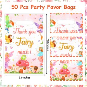 Serencatcher 50Pcs Fairy Party Favors Bags, Fairy Baby Shower Birthday Party Favor Candy Goodie Treat Bags Plastic for Fairy Theme Bridal Shower Engagement Bachelorette Wedding Party