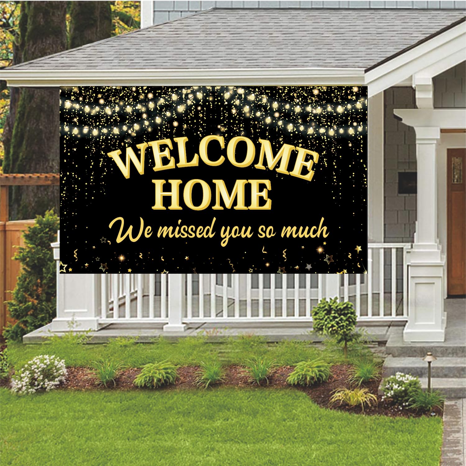 LOONELO Welcome Home Backdrop Banner Decorations with 70.8"X43.3"，We Missed You So Much Backdrop Photo Booth Props, Welcome Home Sign for Graduation Retirement Military Army Homecoming Decorations