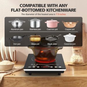 Single Burner Electric Cooktop, 1800W Electric Stove Top Portable, Electric Hot Plate 110v Plug in Countertop,Child Safety Lock,Timer,9 Power Level, Compatible for All Cookware, Induction Cookotp