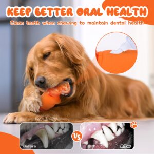 WASG PET Dog Chew Toys for Aggressive Chewers, Tough and Durable Chew Toy for Aggressive Chewers, for Medium Large Breed, Ideal Super Chewer Dog Toys with Real Bacon Flavor,Orange