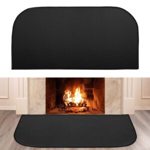 fireplace rugs fire resistant - 20 x 40inch half round fire-proof hearth blanket mat carpet protector for in front of fireplace for wood buring stove, decks, indoor, outdoor, fire pit, grill & floor