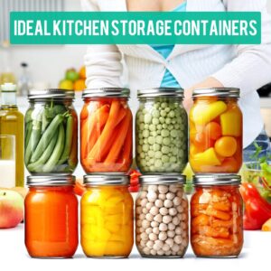 CAKKVDE Mason Jars 16 oz with Lids and Bands 15 Pack, Regular Mouth Food Storage Canning Jars, Clear Glass Jars for Canning, Fermenting, Jam, Honey, Wedding Favors, Sauces, DIY