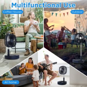 Magesh Portable Oscillating Pedestal Fan＆Remote, 120° Rotation, 3-In-1 Foldaway/Standing/Desk Fan, Anti-Slip 7200Mah Rechargeable, Telescopic 4 Speed Quiet Timer Fan Home Outdoor Travel (Dark Blue)