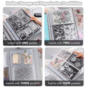 20 Pages/1Set A4 Clear 4 Ring Storage Book Binder; Stamp & Cutting Dies Storage Book Organizer Folder with 10 Rubber Magnetic Sheets 0.3mm Stencil Organizer for Card Making Storage