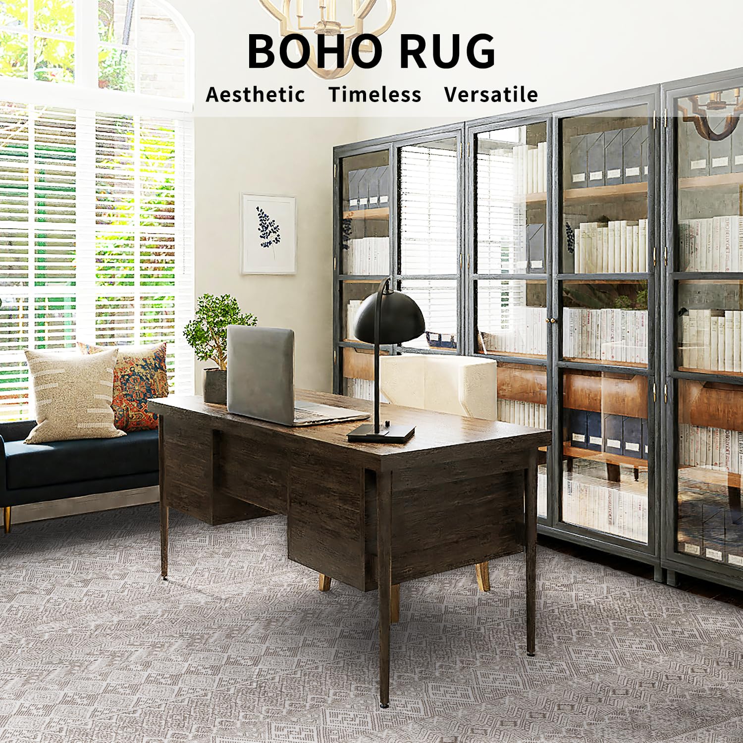 Boho Area Rugs for Living Room Rug Carpet 8x10 Machine Washable Rugs for Bedroom Dining Room Rug Modern Moroccan Neutral Farmhouse Nursery Office Rug Non Slip Large Brown Rug