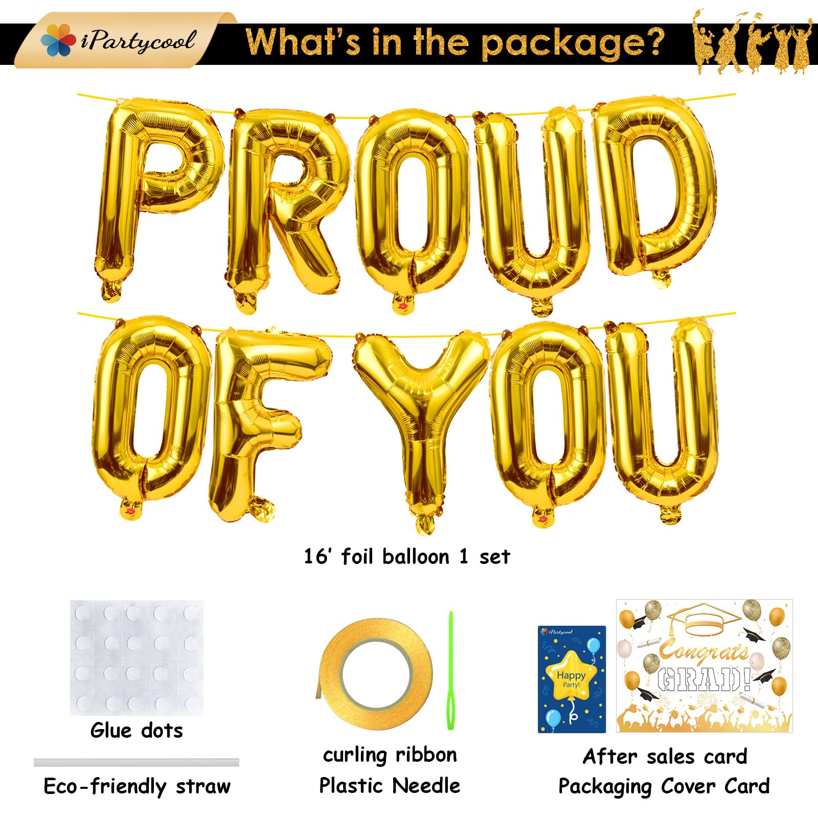 Proud of You Balloons, Gold We Are So Proud of You Banner, Premium Foil Graduation Balloons for Graduation Decorations Class of 2024, Congratulations Balloons for Congratulations Graduate Banner 2024