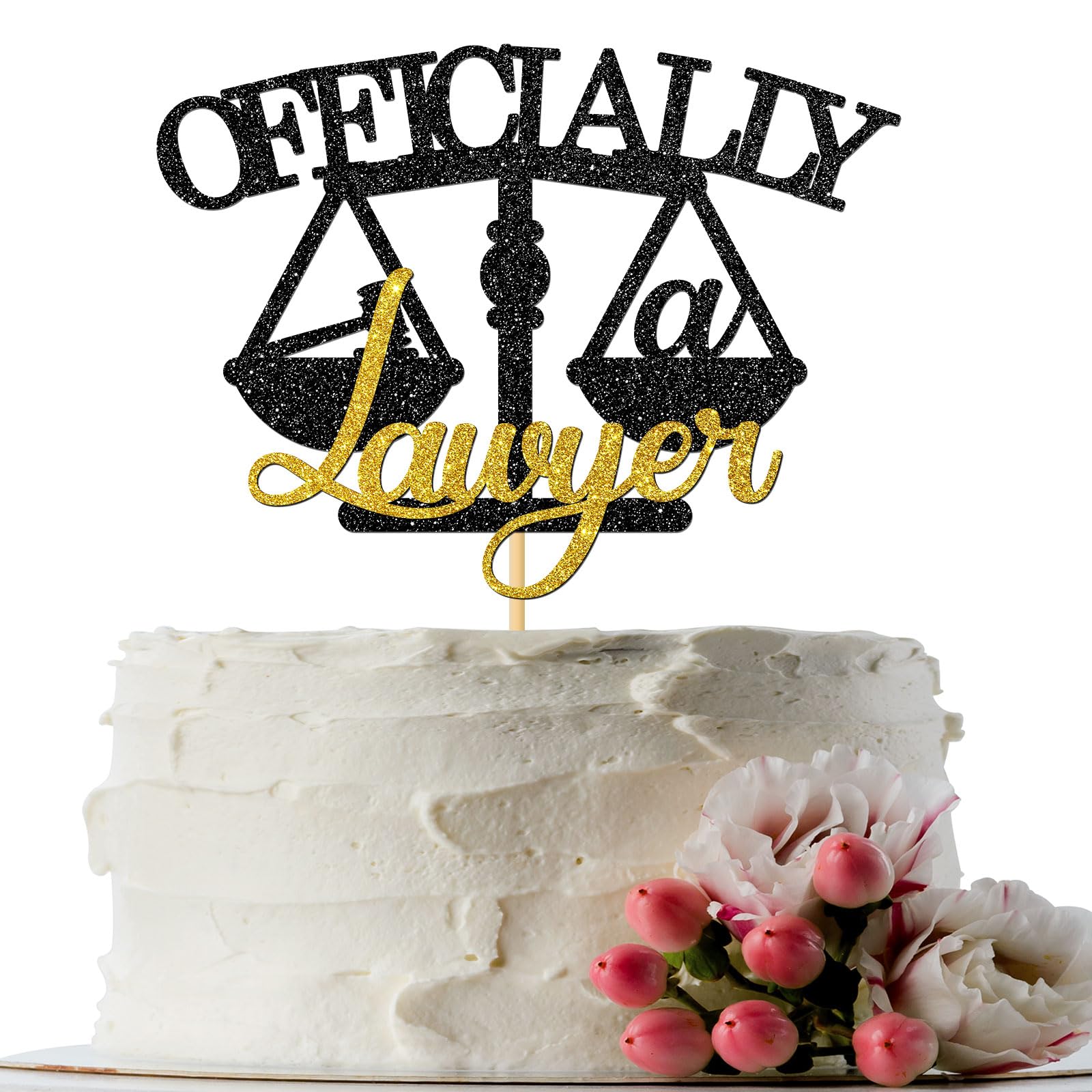 INNORU Officially a Lawyer Cake Topper Congrats Lawyer Cake Decor Law School Grad Case Closed 2024 Law School Graduation Party Supplies Glitter