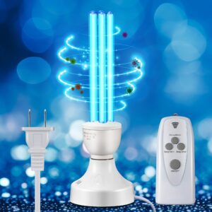 qualirey 25 watt uv light sanitizer, uvc lamp with e27 base and remote control, uv light bulb for basement/bedroom/kitchen, with ozone