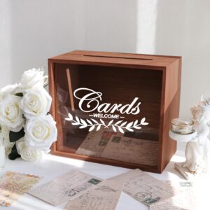 OurWarm Wooden Wedding Card Box for Reception, Money Gift Card Box for Wedding, Card Storage Box Wedding Decorations for Reception Party Birthday Wedding Gifts