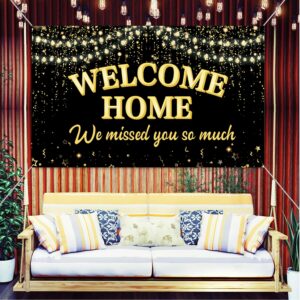 LOONELO Welcome Home Backdrop Banner Decorations with 70.8"X43.3"，We Missed You So Much Backdrop Photo Booth Props, Welcome Home Sign for Graduation Retirement Military Army Homecoming Decorations