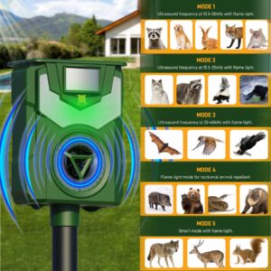 X-PEST Solar Ultrasonic Animal Repeller with Motion Sensor to Repel Wild Animals by Flamelight and Powerful Ultrasound, Best for Garden, Lawn, Farm Use