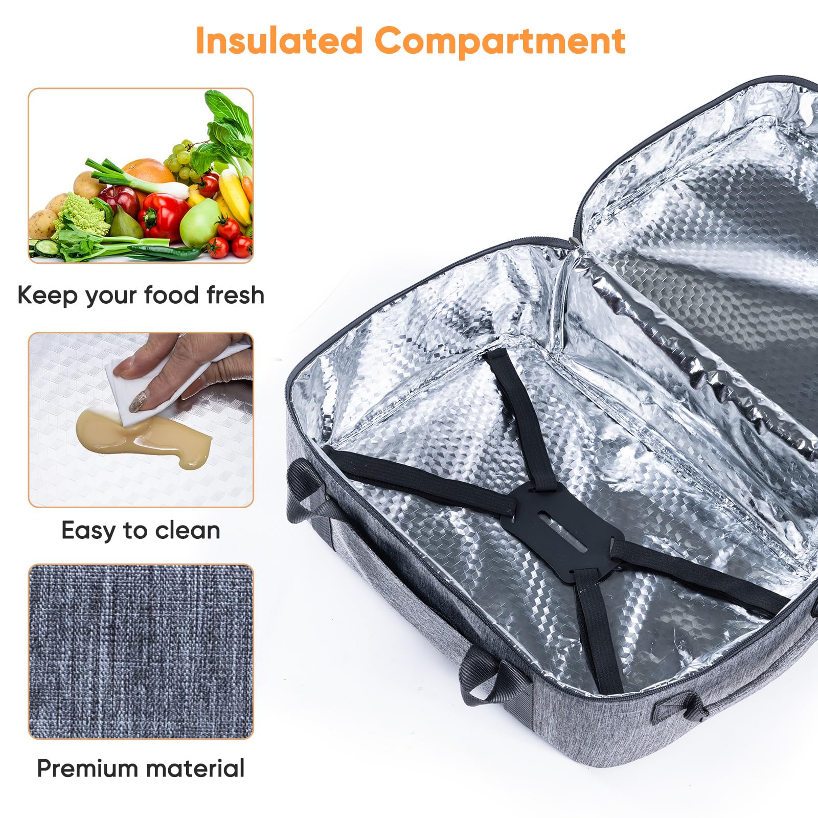 BAGSPRITE Double-Layer Slow Cooker Carrying Bag for 6-8 Quart CrockPot and Hamilton Beach Slow Cooker, Travel Bag with Lid Fastener for Crock-pot, Portable Carrier Case Slow Cooker Bag