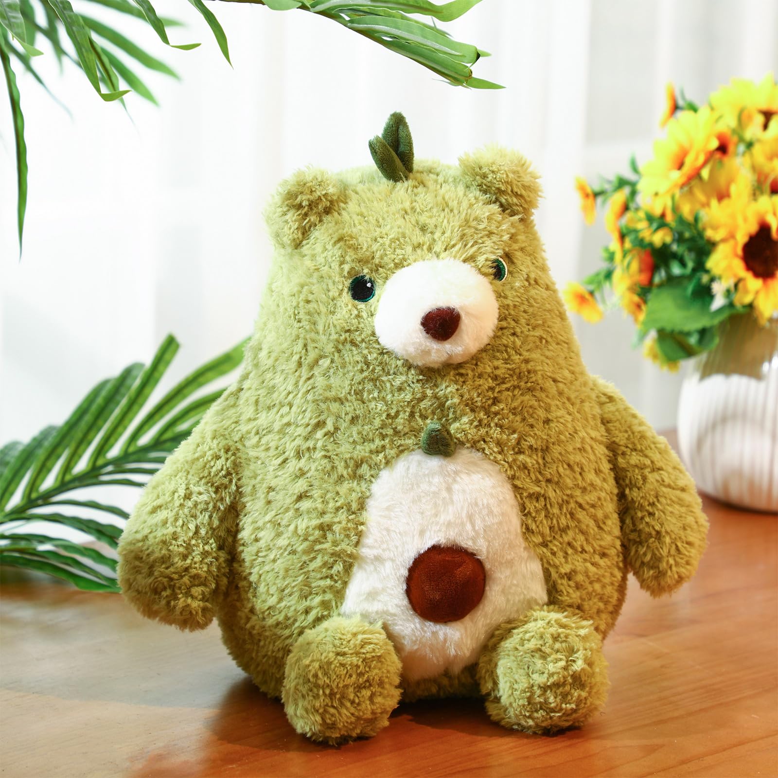 HyDren 13.8 Inches Avocado Stuffed Animal Bear Plush Pillow Soft Plush Avocado Hugging Kawaii Bear Stuffed Toy Cuddle Bear Cute Green Avocado Plushie for Boys Girls Birthday Gifts