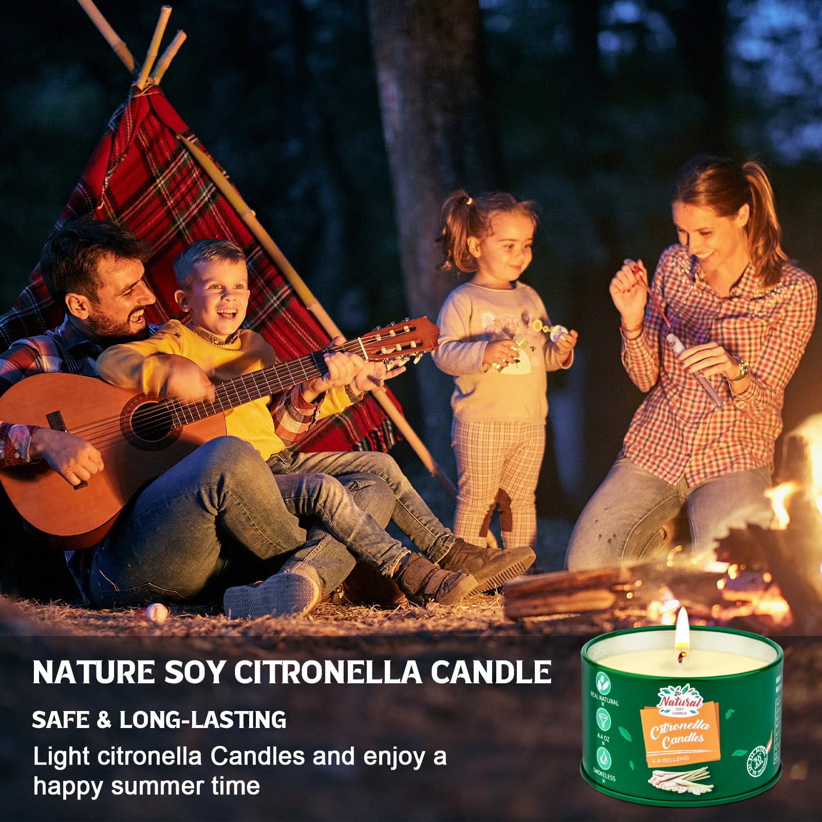 Citronella Candles Outdoor, 4 * 4.4 oz Natural Soy Wax Bulk Summer Candles for Patio Yard Home, 100 Hours Long Lasting Burning Outdoor Candles for Garden Balcony Party Hiking Camping Patio BBQ