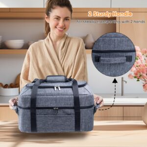 BAGSPRITE Double-Layer Slow Cooker Carrying Bag for 6-8 Quart CrockPot and Hamilton Beach Slow Cooker, Travel Bag with Lid Fastener for Crock-pot, Portable Carrier Case Slow Cooker Bag