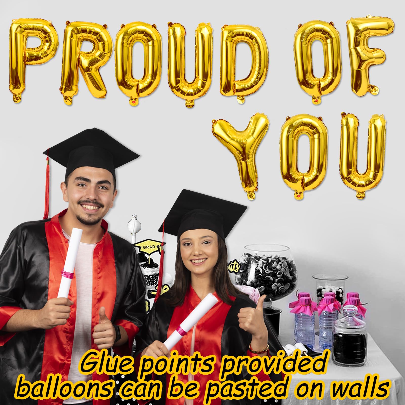 Proud of You Balloons, Gold We Are So Proud of You Banner, Premium Foil Graduation Balloons for Graduation Decorations Class of 2024, Congratulations Balloons for Congratulations Graduate Banner 2024